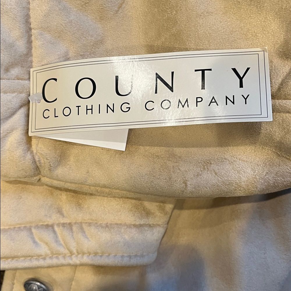 County Clothing Company Tan Western Jacket Faux Suede Shearling Sherpa Cropped - Picture 13 of 16